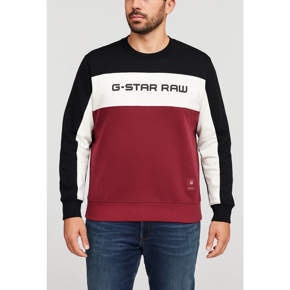 G-Star Raw Men's XXL Swando Logo Sweatshirt Color Block Pull Over Crew Neck